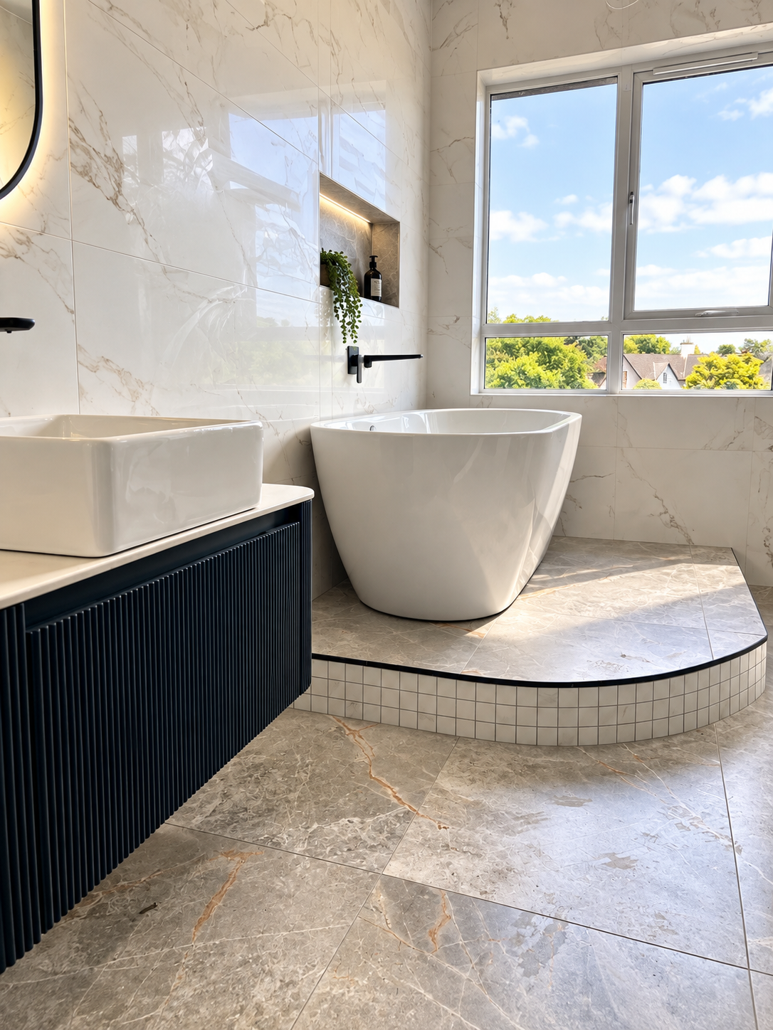 Completed bright bathroom renovation