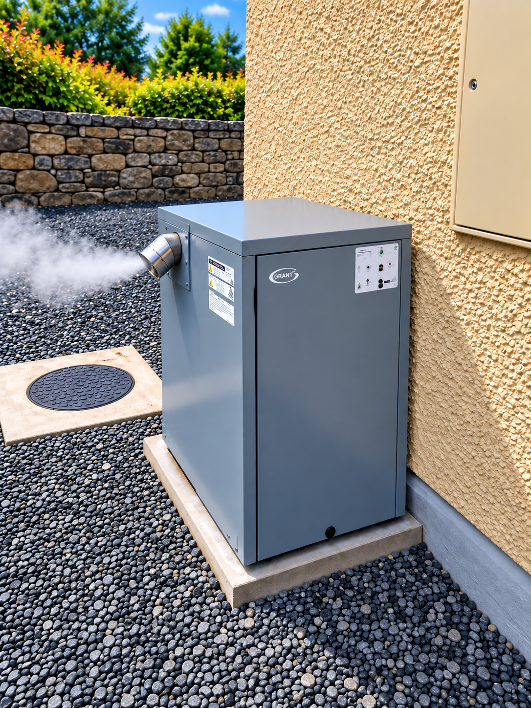 Completed outdoor boiler installation